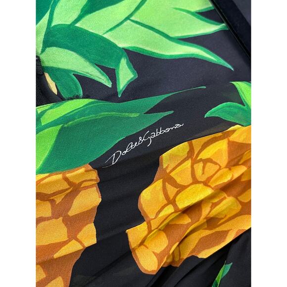 Dolce & Gabbana Runway Pineapple Wrap Silk Mini Dress Multicolor IT 42 M - Picture 11 of 13